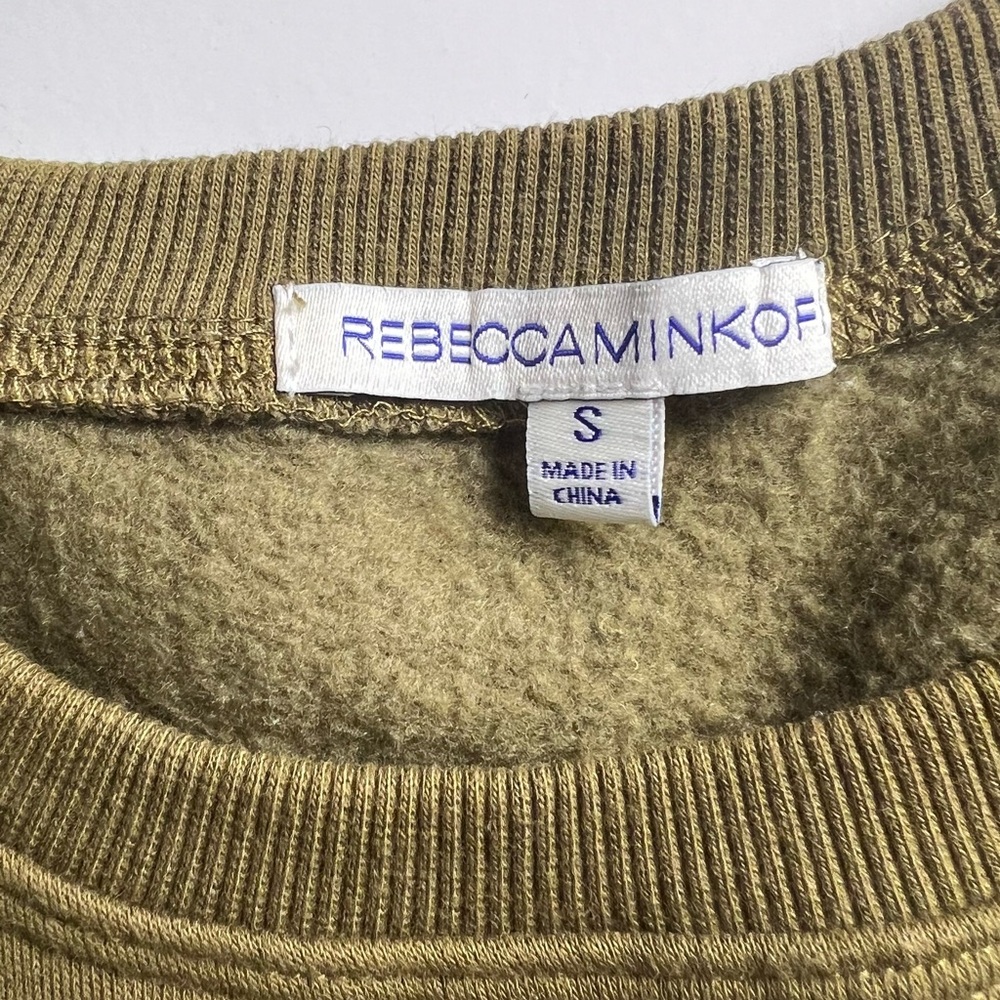 GUC Rebecca Minkoff Olive Green 'I Feel Love' Graphic Crewneck Sweatshirt SZ-S - Picture 10 of 13
